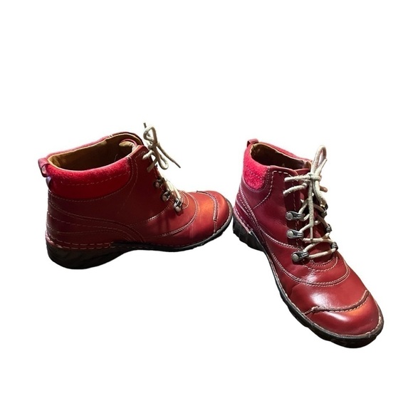 Josef Siebel Red Leather Short Boots - Lace Up - Size 39/8.5 Very Good Condition - Picture 5 of 10